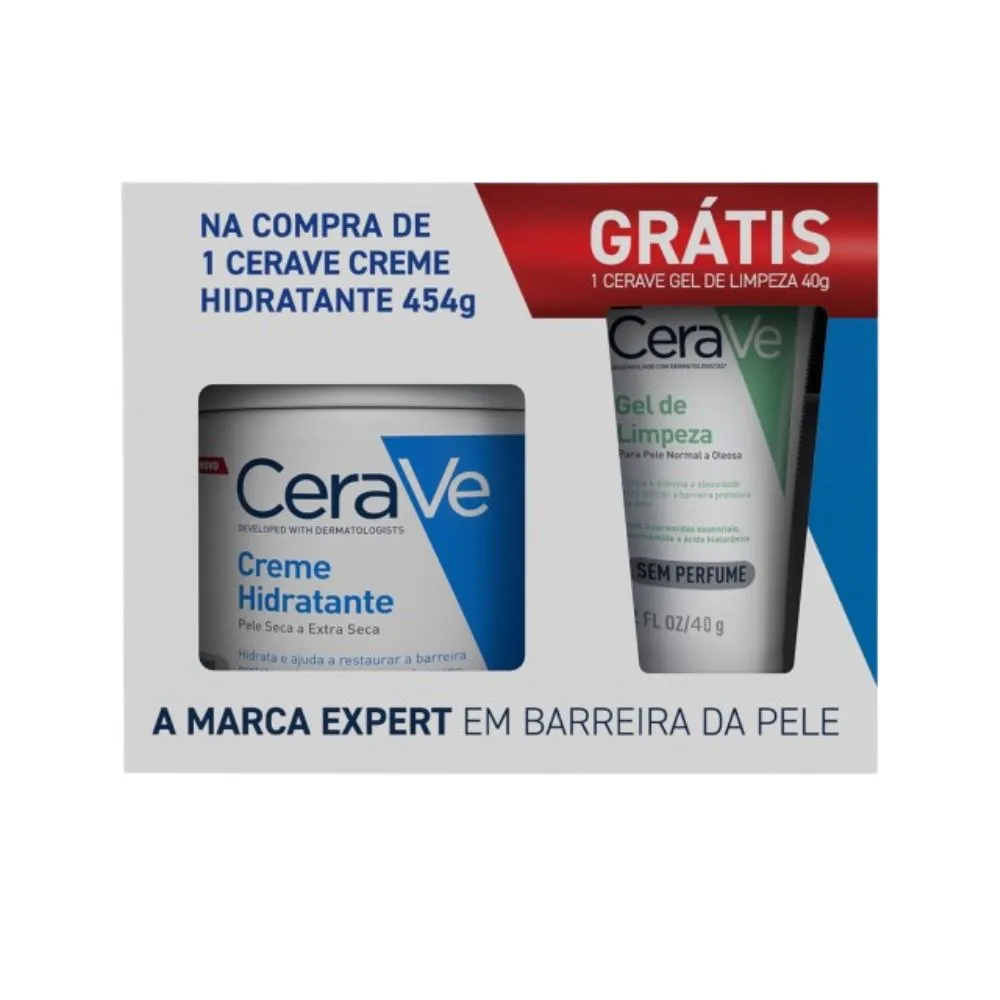 Kit Cerave Creme Hidratante 454g Grtis Gel De Limpeza Sem Perfume 40g